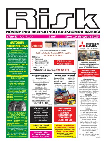 Obálka e-magazínu Risk 87/2015