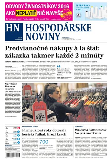 Obálka e-magazínu Hospodárske noviny 28.12.2015hoho