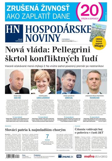 Obálka e-magazínu Hospodárske noviny 20.03.2018