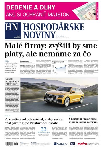 Obálka e-magazínu Hospodárske noviny 06.06.2018