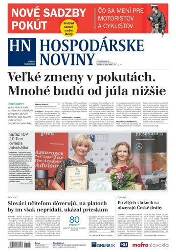 Obálka e-magazínu Hospodárske noviny 27.06.2018