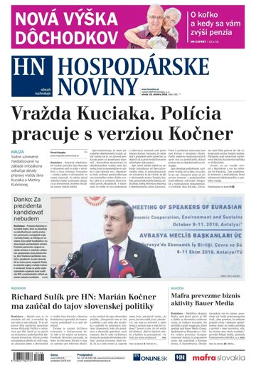 Obálka e-magazínu Hospodárske noviny 10.10.2018