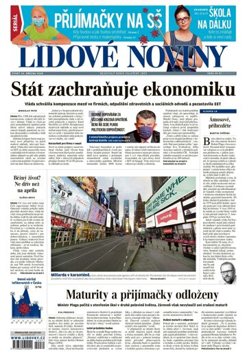Obálka e-magazínu Lidové noviny 24.3.2020