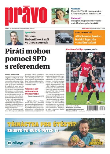 Obálka e-magazínu Deník Právo 13.3.2026