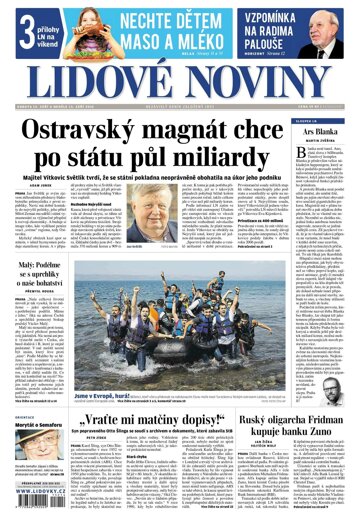 Obálka e-magazínu Lidové noviny 12.9.2015