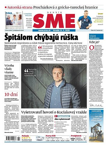 Obálka e-magazínu SME 11.3.2020