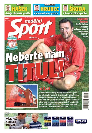 Obálka e-magazínu Nedělní Sport 15.3.2020