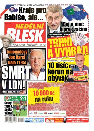 Obálka e-magazínu Nedělní Blesk 4.10.2020