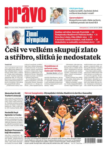 Obálka e-magazínu Deník Právo 10.2.2026