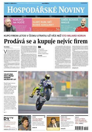 Obálka e-magazínu Hospodářské noviny 158 - 17.8.2015