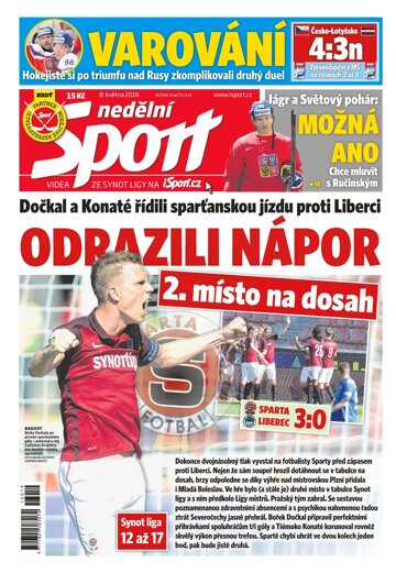 Obálka e-magazínu Nedělní Sport 8.5.2016