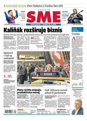 Obálka e-magazínu SME 25.9.2019