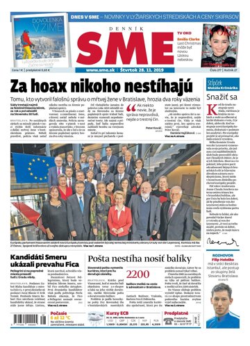Obálka e-magazínu SME 28.11.2019