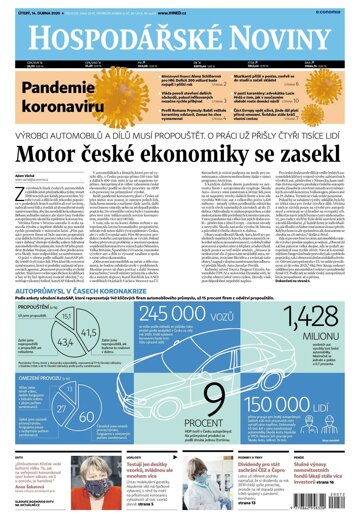 Obálka e-magazínu Hospodářské noviny 072 - 14.4.2020