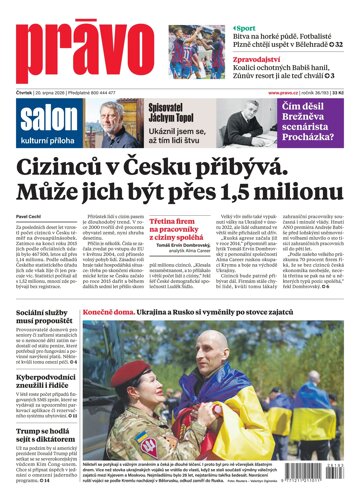Obálka e-magazínu Deník Právo 20.8.2026