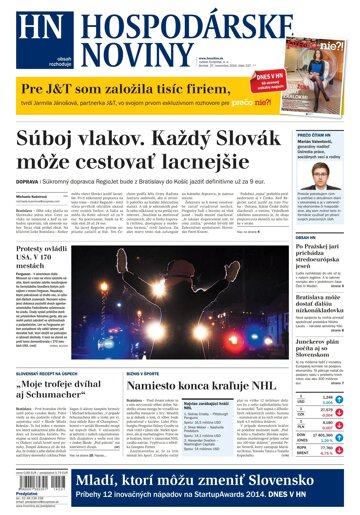 Obálka e-magazínu Hospodárske noviny 27.11.2014