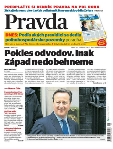 Obálka e-magazínu Pravda 12. 4. 2016