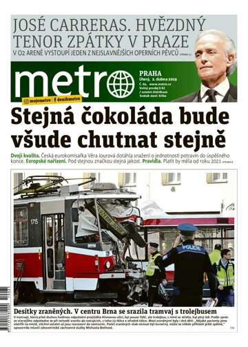 Obálka e-magazínu deník METRO 2.4.2019