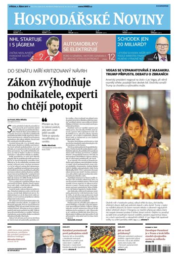 Obálka e-magazínu Hospodářské noviny 191 - 4.10.2017