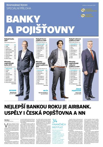 Obálka e-magazínu Hospodářské noviny - příloha 215 - 6.11.2019 příloha Banky a pojišťovny