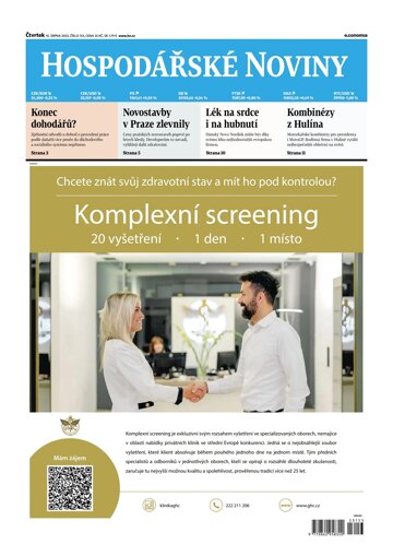 Obálka e-magazínu Hospodářské noviny 153 - 10.8.2023