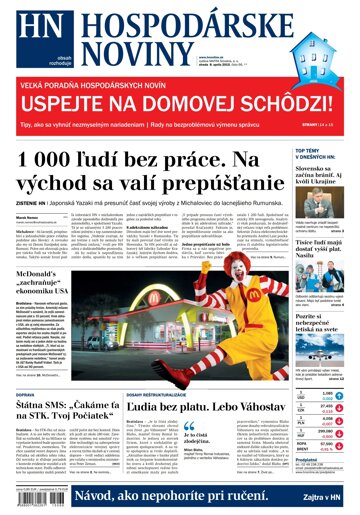 Obálka e-magazínu Hospodárske noviny 8.4.2015