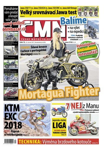 Obálka e-magazínu ČESKÉ MOTOCYKLOVÉ NOVINY 13/2017