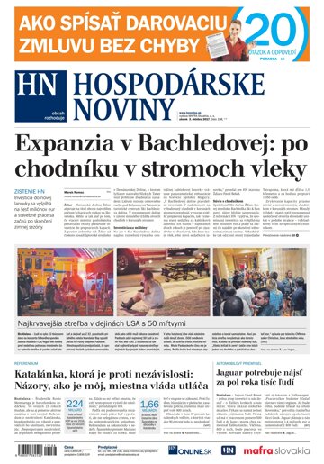 Obálka e-magazínu Hospodárske noviny 03.10.2017