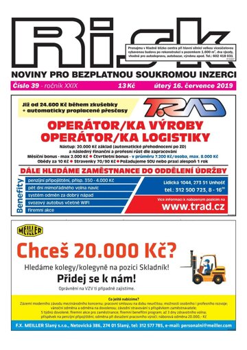 Obálka e-magazínu Risk 39/2019