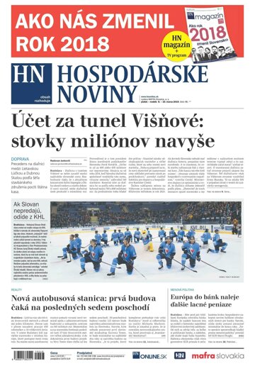 Obálka e-magazínu Hospodárske noviny 8.3.2018