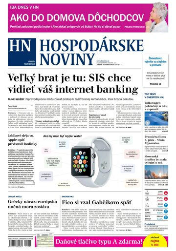 Obálka e-magazínu Hospodárske noviny 10.03.2015