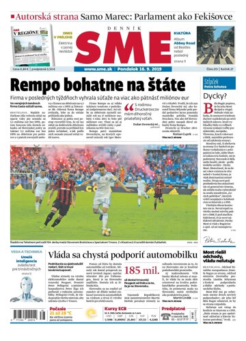 Obálka e-magazínu SME 16.9.2019