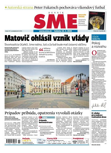 Obálka e-magazínu SME 14.3.2020