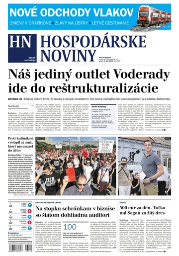 Obálka e-magazínu Hospodárske noviny 06.07.2016