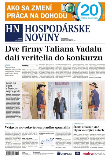 Obálka e-magazínu Hospodárske noviny 08.03.2018