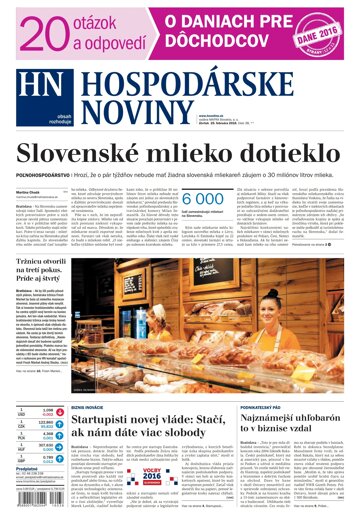 Obálka e-magazínu Hospodárske noviny 25.02.2016