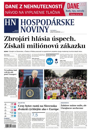 Obálka e-magazínu Hospodárske noviny 23.01.2017