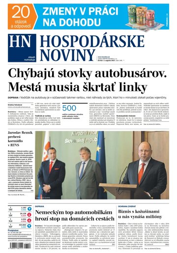 Obálka e-magazínu Hospodárske noviny 03.08.2017