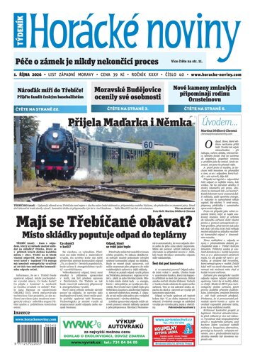 Obálka e-magazínu Horácké Noviny 40/2026