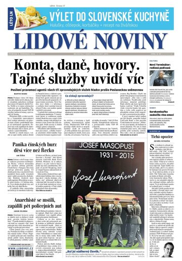 Obálka e-magazínu Lidové noviny 9.7.2015