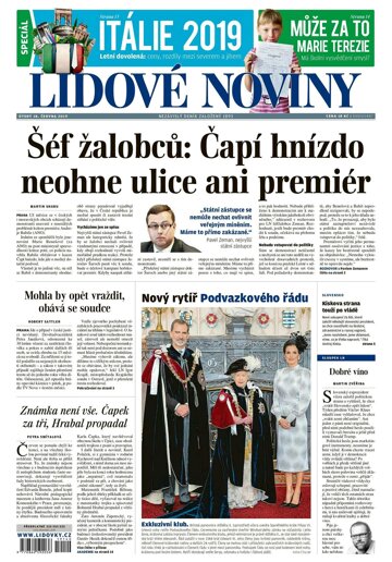 Obálka e-magazínu Lidové noviny 18.6.2019