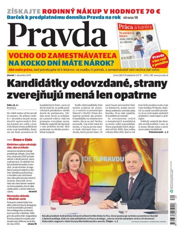 Obálka e-magazínu Pravda 3. 12. 2019