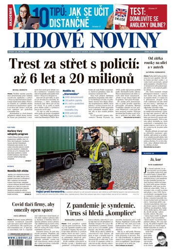 Obálka e-magazínu Lidové noviny 20.10.2020