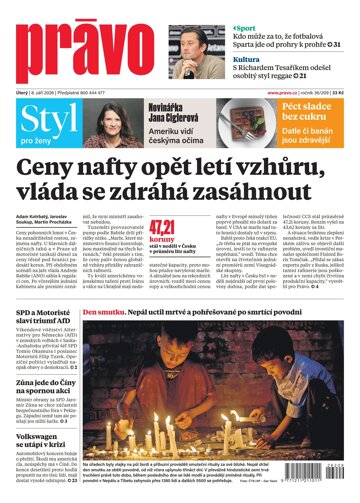 Obálka e-magazínu Deník Právo 8.9.2026