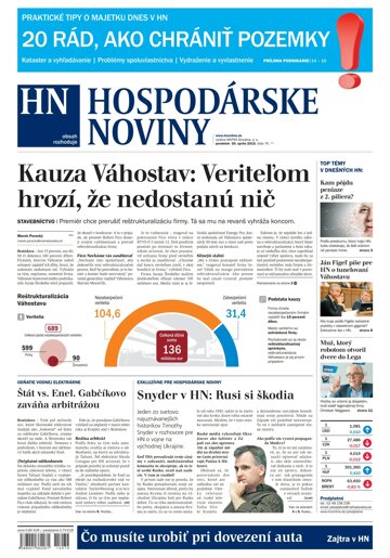 Obálka e-magazínu Hospodárske noviny 20.04.2015