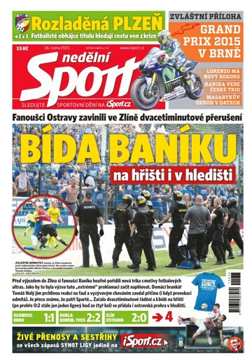 Obálka e-magazínu Nedělní Sport 16.8.2015
