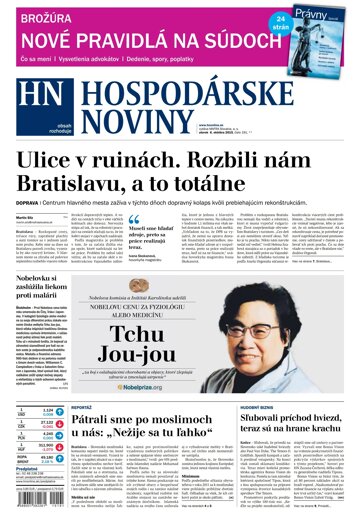 Obálka e-magazínu Hospodárske noviny 06.10.2015