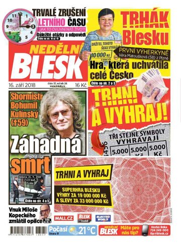 Obálka e-magazínu Nedělní Blesk 16.9.2018