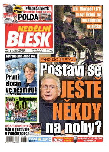 Obálka e-magazínu Nedělní Blesk 25.8.2019