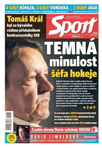 Obálka e-magazínu Sport 22.9.2021